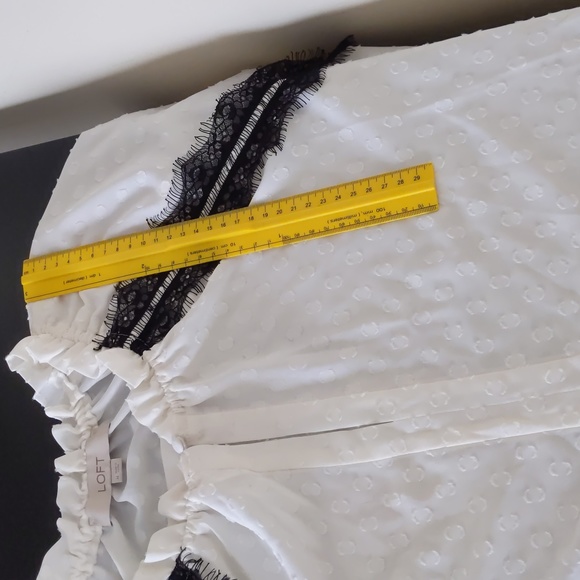 Loft Peasant Blouse Sheer Black Lace Bell Sleeve - Picture 13 of 15